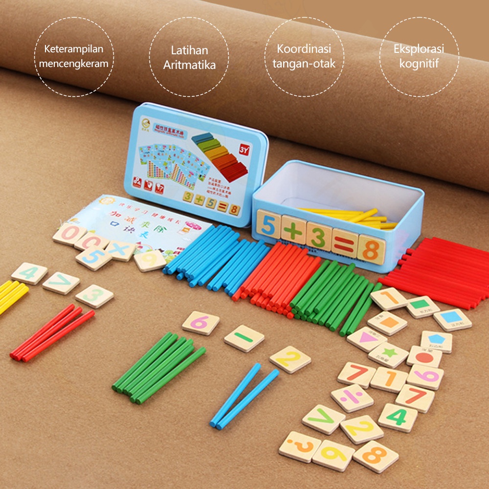 Ivorybaby Mainan edukasi puzzle magnet belajar berhitung Intelligence stick berhitung matematika