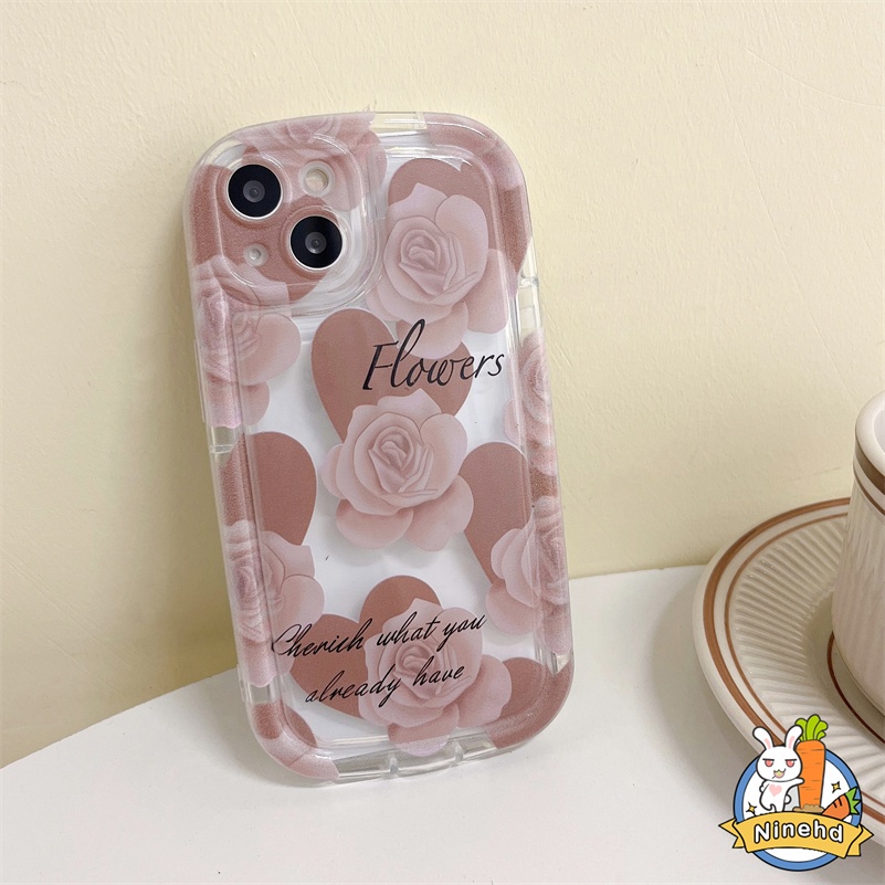 IPHONE Casing Kompatibel Untuk Iphone14 13 12 11 Pro Max X Xr Xs Max SE 8 7 6 6s Plus Retro Ins Sastra Rose Phone Case HD Bening Tebal Airbag Shockproof Soft Case Cover Pelindung