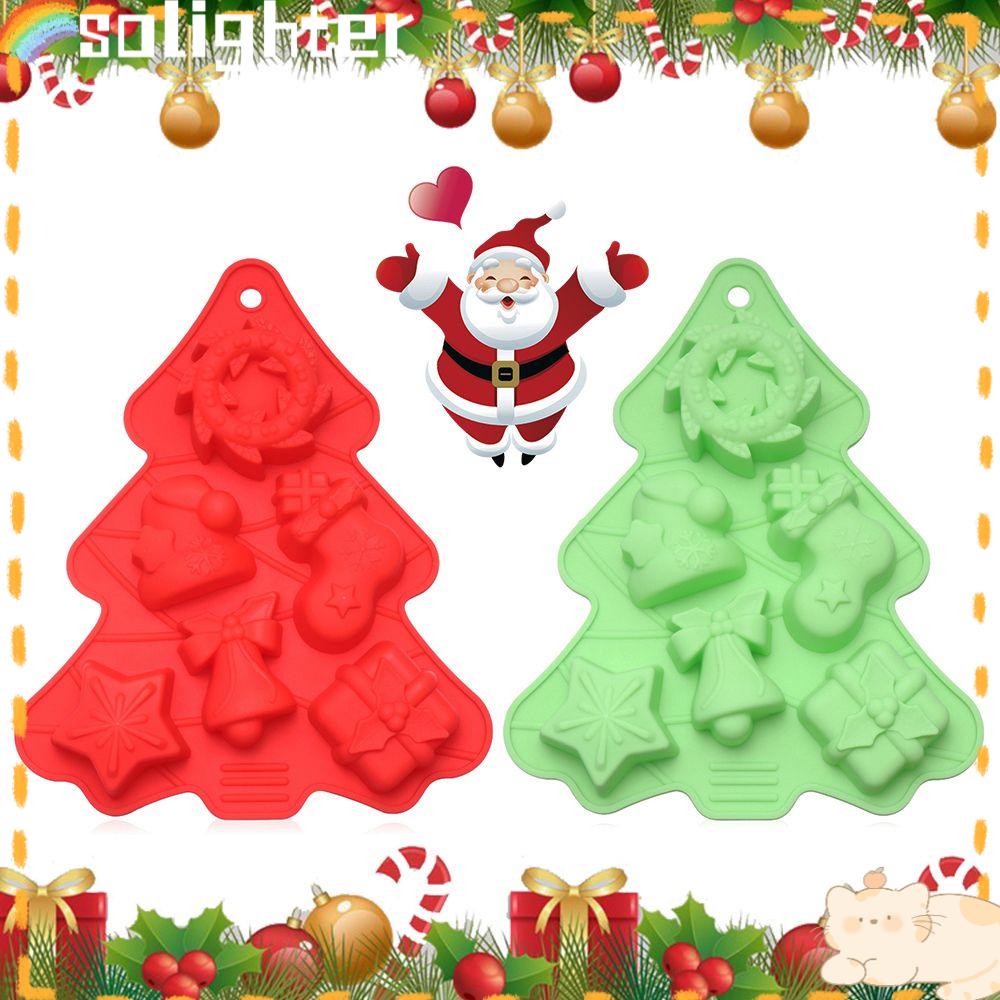 Solighter Christmas Mold Alat Pembuat Cetakan Lilin Silikon Kue Coklat