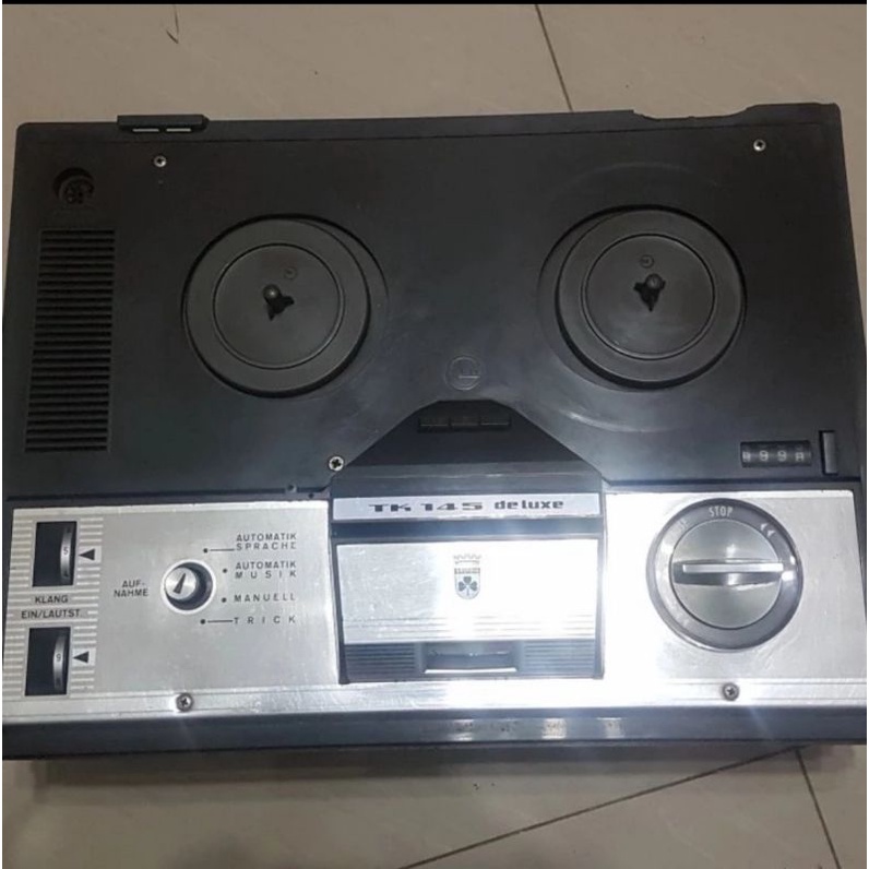 Reel to reel Tape Player Grundig Deluxe TK-145 Mulus Lengkap Cover Ada