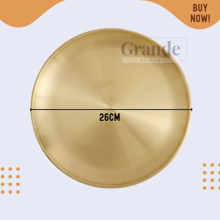 Piring Bulat Korea Stainless Gold Dinner plate 26cm emas TEBAL