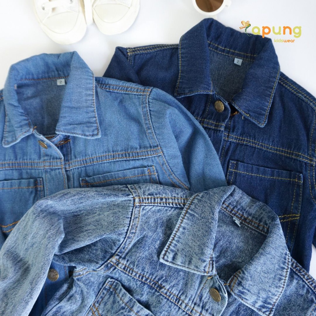 (capung kidswear) Jaket Jeans Kerah Anak Laki dan Perempuan unisex (1-6 tahun)