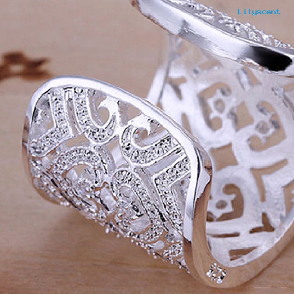 [LS] Cincin Jari Hollow Adjustable Berlian Imitasi Tiny Open Hearts Ring Untuk Kehidupan Sehari-Hari