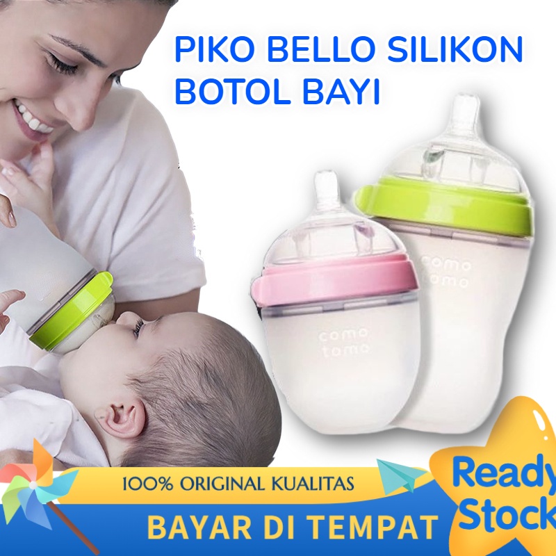 【Debora Mall】DB Newborn Baby Premium Botol Dot Silikon Bottle PIKO BELLO 150ml/ 180ml/250ml Botol Baby Bottle anti kolik Susu Bayi Wide Neck Silicone Food Grade Tahan Panas