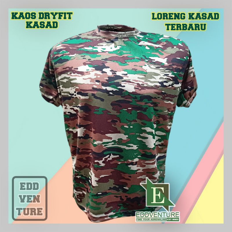 Satu Set Setelan Baju Kaos Dry Fit Lengan Pendek Celana Panjang Pdl Cargo Pria Loreng Kasad Terbaru Bahan Velbed Balotelli TNI AD Tentara Militer Tad Pria Wanita Tactical Outdoor Eddventure