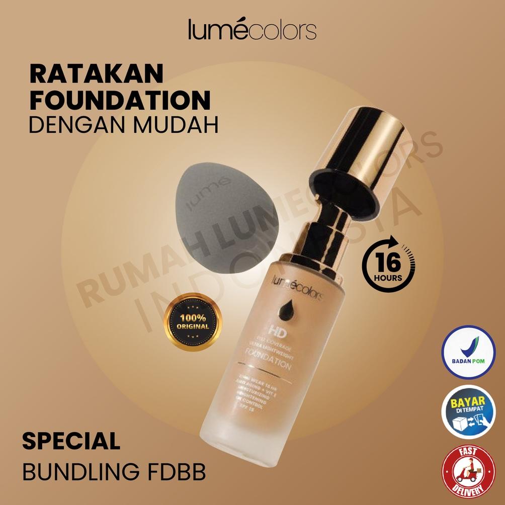 Special Bundling Lumecolors Foundation Full Coverage & Beauty Blender Kosmetik Kecantikan Wajah Wani
