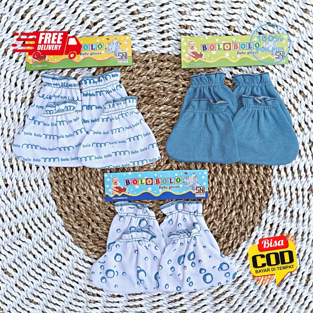 SALE 7.7 - 3 PCS Sarung Tangan 3 PCS Sarung Kaki Bolo-Bolo Serian BIRU