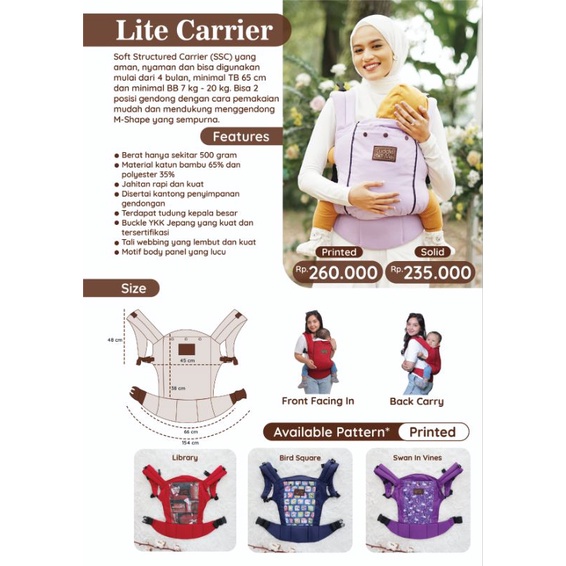 CuddleMe Lite Carrier Gendongan Bayi SSC Cuddle Me Baby