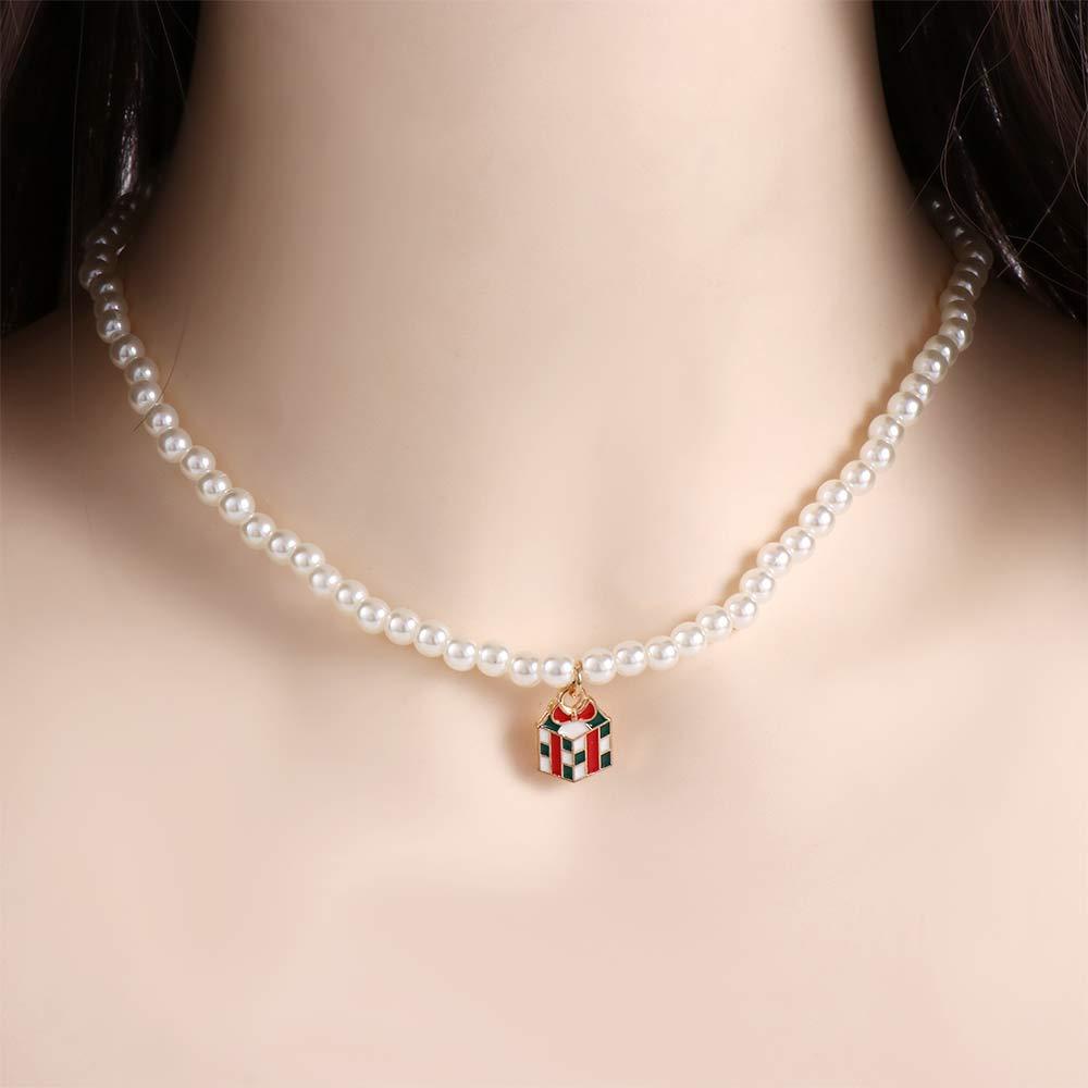 Mxbeauty Kalung Natal Hadiah Fashion Mutiara Imitasi Manis Pohon Natal Christmas Masa Kini Bell Alloy Wanita Perhiasan Aksesoris