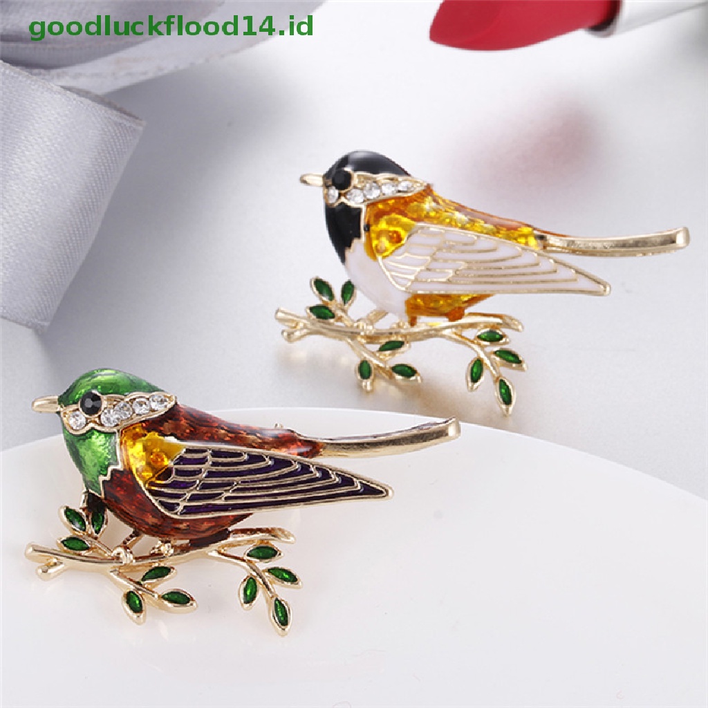 [GOOGFOUR] Enamel Burung Bros Pin Kristal Berlian Imitasi Hewan Bros Pin Pakaian Perhiasan [TOP]