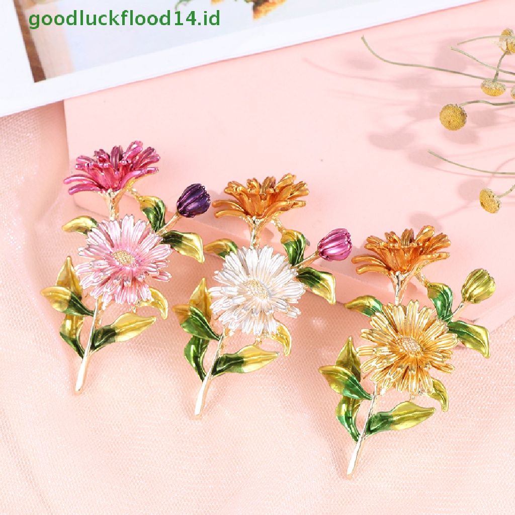 [GOOGFOUR] 1pc Bunga Daisy Enamel Pin Wanita Bros Buket Baju Bros Perhiasan [TOP]