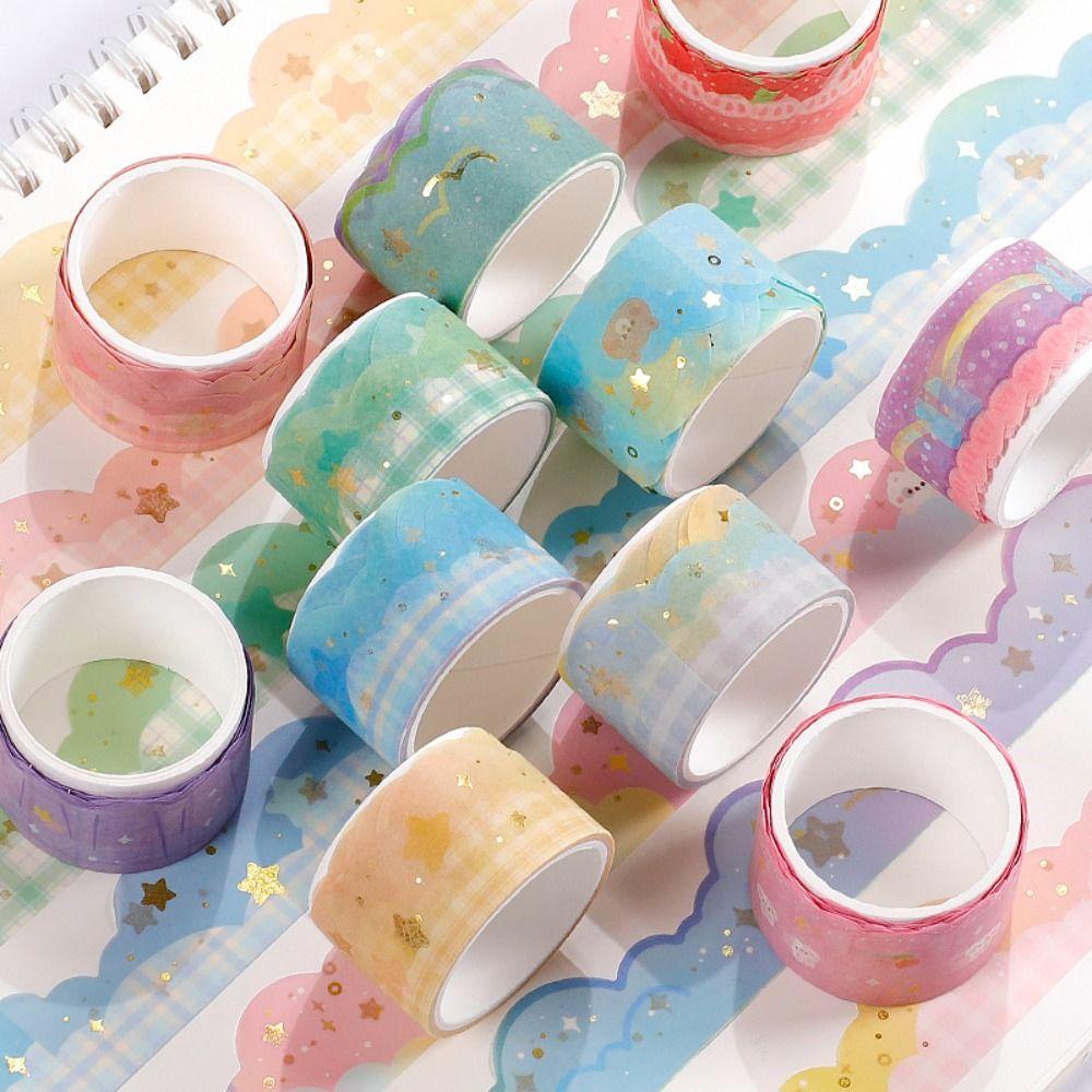 R-flower 10Rolls/Set Washi Tape Lucu Segar Sastra Scrapbooking Gadis Hati Sedikit Segar Kreatif Alat Tulis DIY Bahan