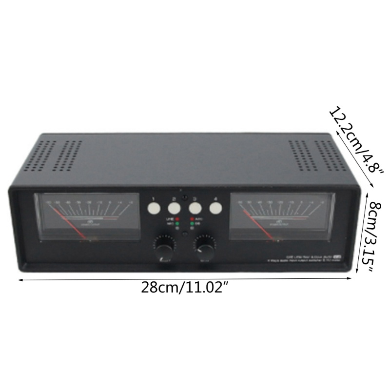 Zzz VU2 Analog-VU Meter DB-Panel Display 4-port Indikator Level Suara Stereo-Audio