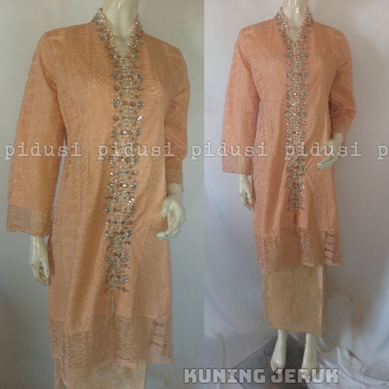 Promo set kebaya brokat payet kristal / kebaya brokat tunik /kebaya brokat modern