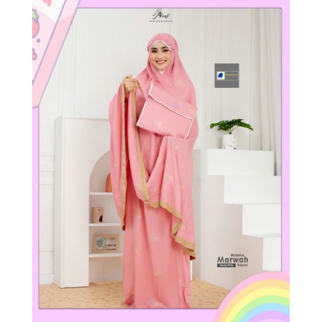 Mukena Dewasa ARRAFI Marwah Jumbo Katun Rayon Premium Lis Warna