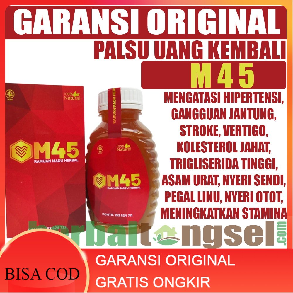 [COD] BEBAS ONGKIR MADU M45 MADU HERBAL ATASI DARAH TINGGI KOLESTEROL JANTUNG GARANSI MADU M45 ORIGI