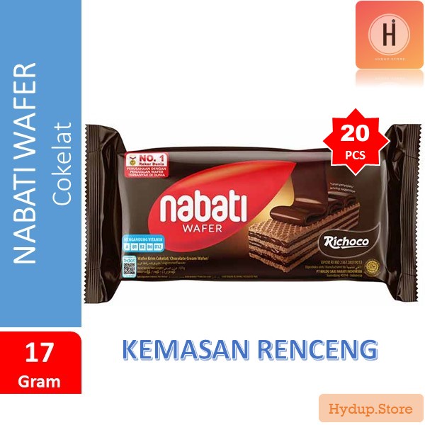 

Nabati Wafer Richoco Krim Cokelat Renceng isi 20 Kemasan 17 Gram