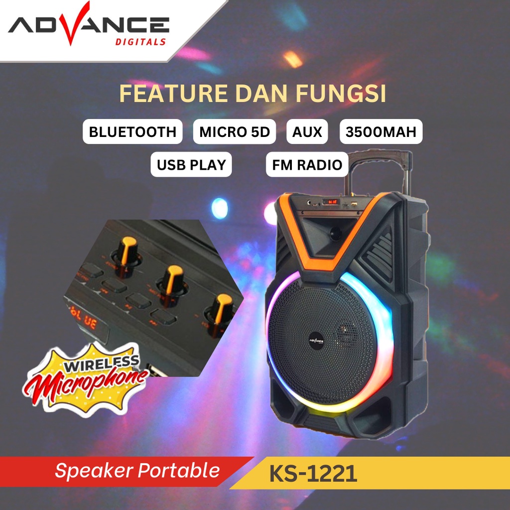 Advance KS-1221 Speaker Meeting Bluetooth 12&quot;Inch Free Mic Wireless