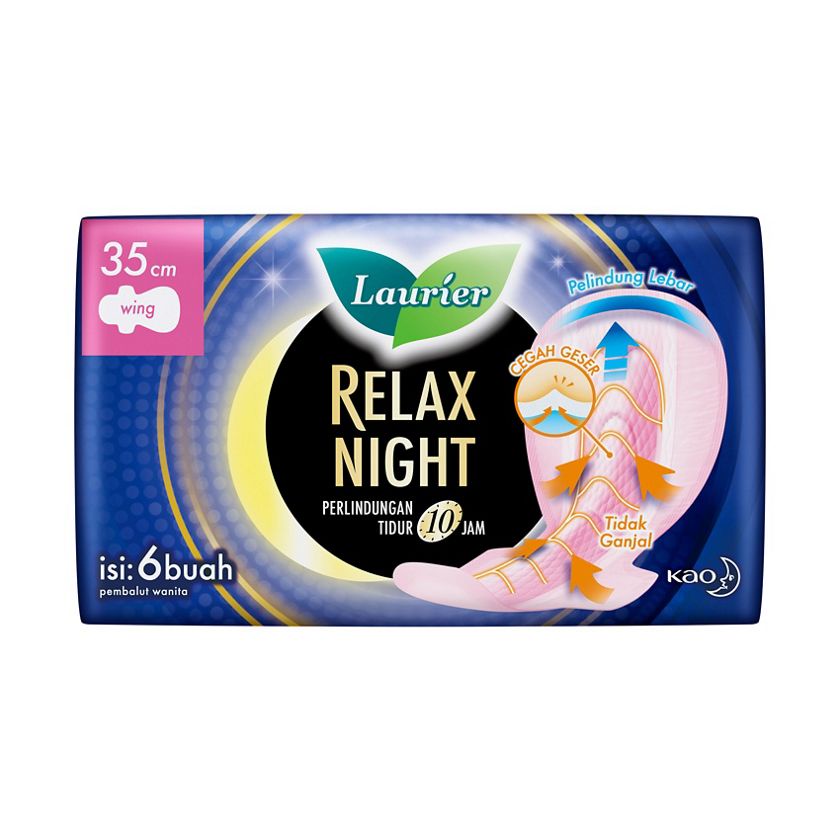 Pembalut Laurier Relax night 35cm wing isi 6