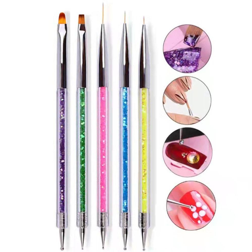 Suyo Nail Art Dotting Pen Dual Manicure Alat Kristal UV Gel Brush Kuas Bunga