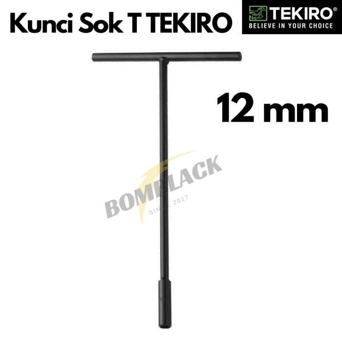 TEKIRO Kunci Sok T 12mm Hitam Kunci T Sock Shock 12 mm Socket Panjang