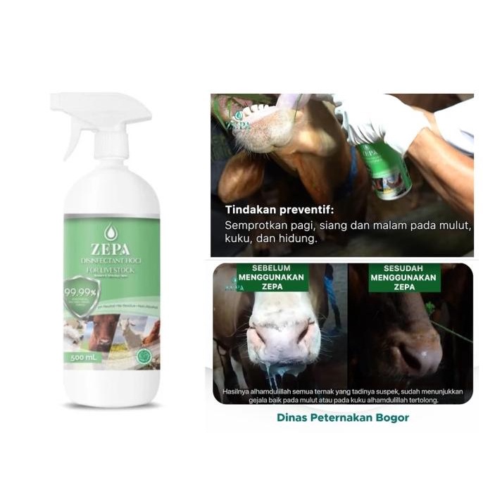 Disinfectant for Livestock HOCL ZEPA Non Alkohol 500ml + Trigger