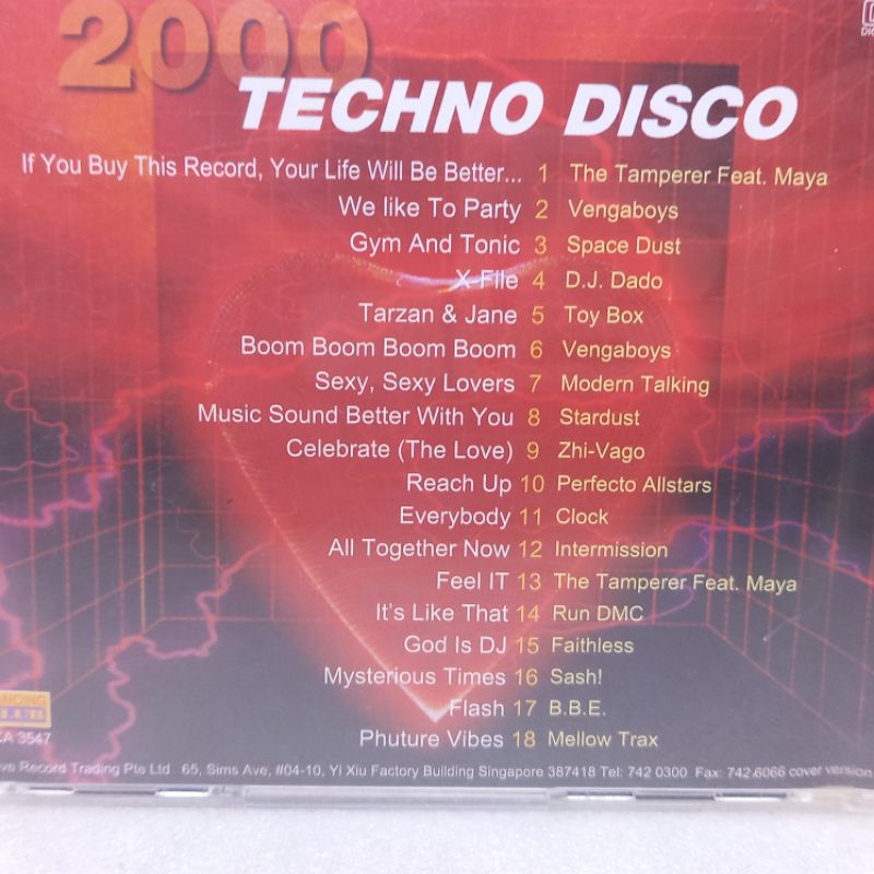 Kaset CD Techno disco 18 best 2000 kompilasi barat