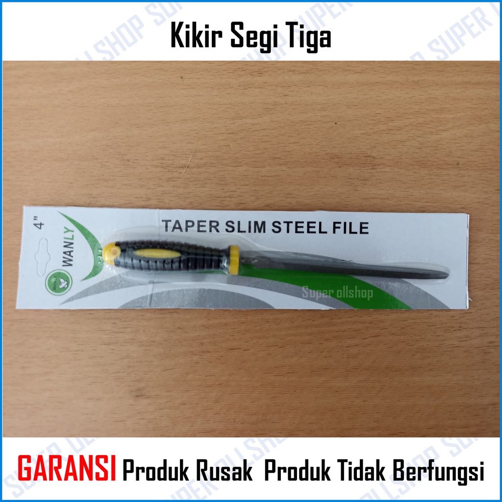 Kikir Gergaji Segitiga Gagang Karet Asah Graji Slim Taper Saw Files 4 Inch