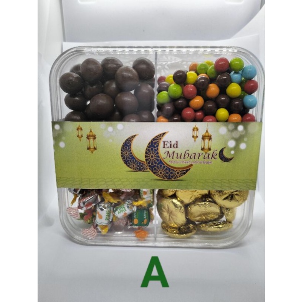 

paket coklat lebaran 4 sekat II coklat lagie II jelly yupi choco balls sekat 4