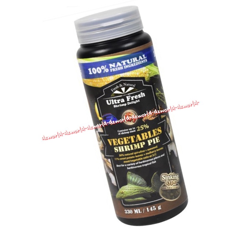 Ultra Fresh Vegetables Shrimp Pie 330ml Makanan Pellet Ikan Sinking Tyoe Model Tenggelam Ultrafresh Vege Table Shrimps Pai Fish Food