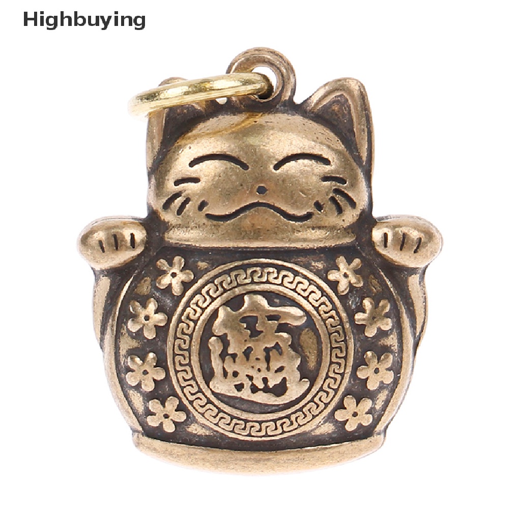 Hbid Tembaga Murni Lucky Cat Gantungan Kunci DIY Perhiasan Aksesoris Gantung Keyring Pendant Glory