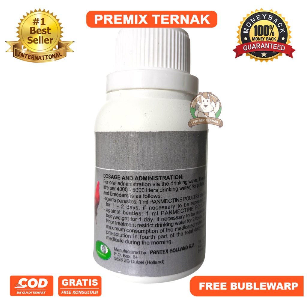 PANMECTIN POULTRY Oral 100ml - Antiparasit oral untuk ayam - Memberantas cacing kutu dll pada ayam - Premixternak