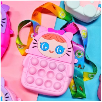 Tas Anak Selempang Pop It Jelly Karakter Lucu Fashion Tas Selempang Popit Tas Selempang Anak Perempuan Viral Warna Warni