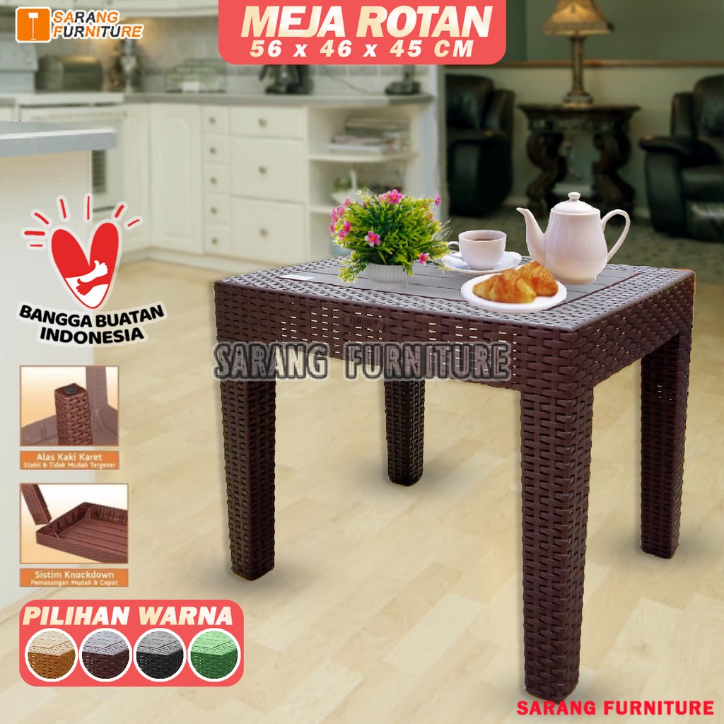 Meja plastik/ meja tamu/ meja kopi/ meja teras motif rotan TABITHA Termurah MRP