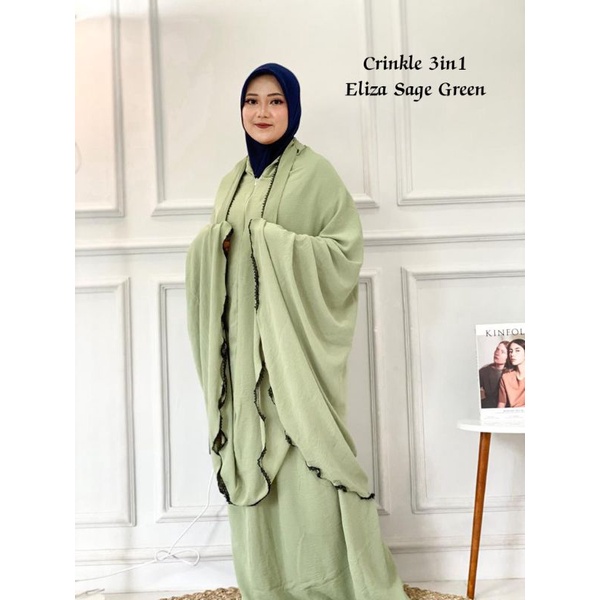 Mukena Crinkle 3in1 Eliza Jumbo Syari Traveling Umroh