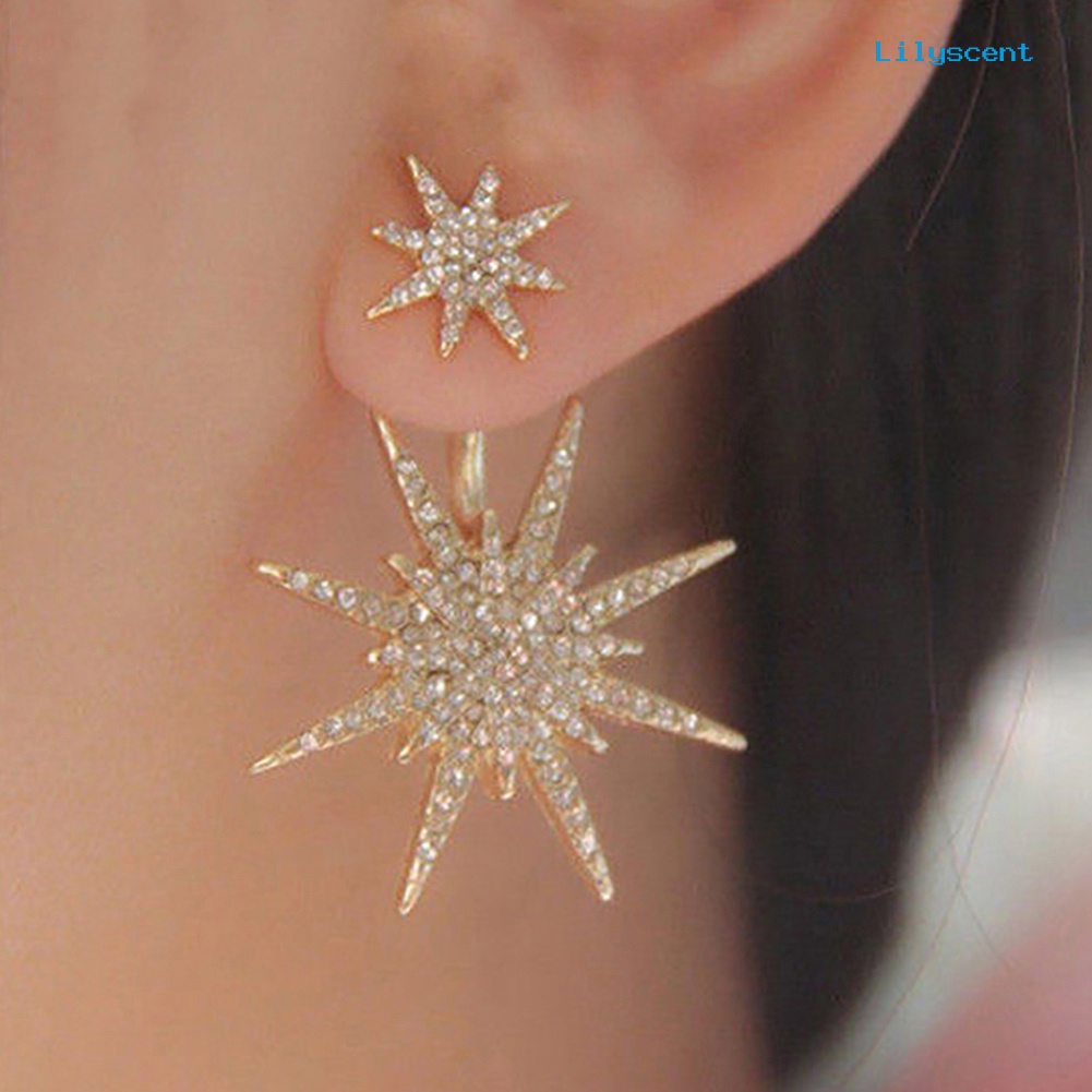 [LS] 1pc Anting Pejantan Berlian Imitasi Mengkilap Elegan Tari Cocktail Ear Jacket Jewelry