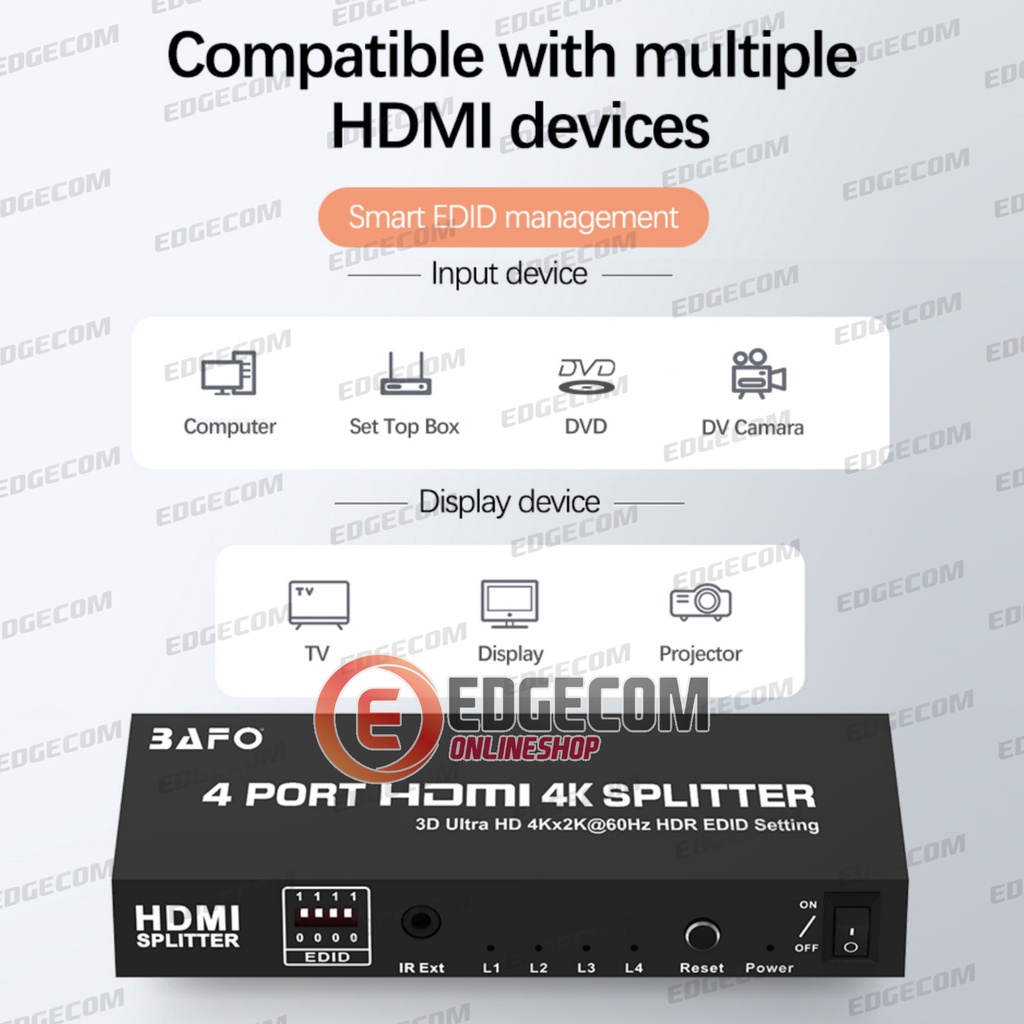 BAFO HDMI Splitter 4 Port Support 4K ORIGINAL