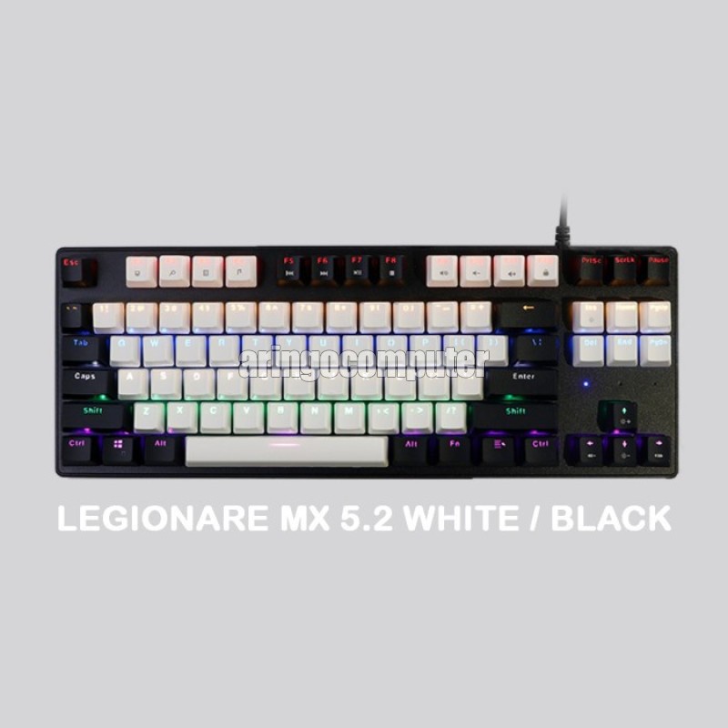 Keyboard Rexus GAMING MECHANICAL MX5.2 WHITE-BLACK 01 KEYCAPS RED SWITCH