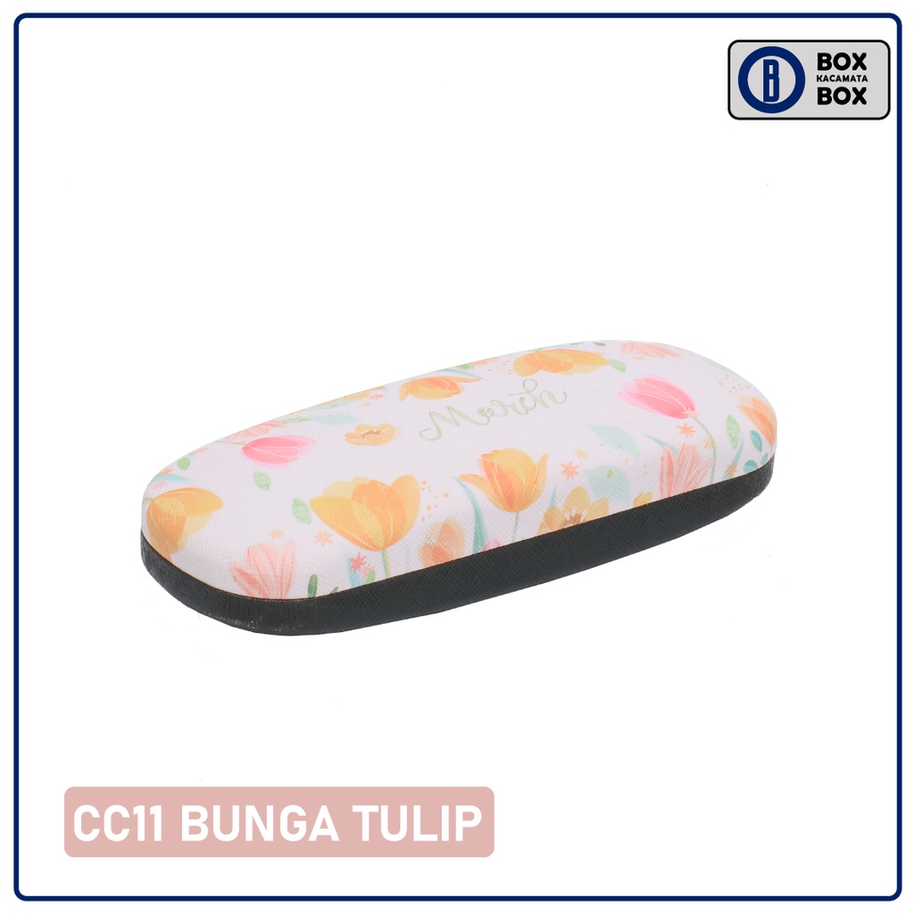 Tempat Kacamata Hard Case / Box Kacamata FREE LAP Cepuk Magnet Kokoh Motif Bunga lucu C11