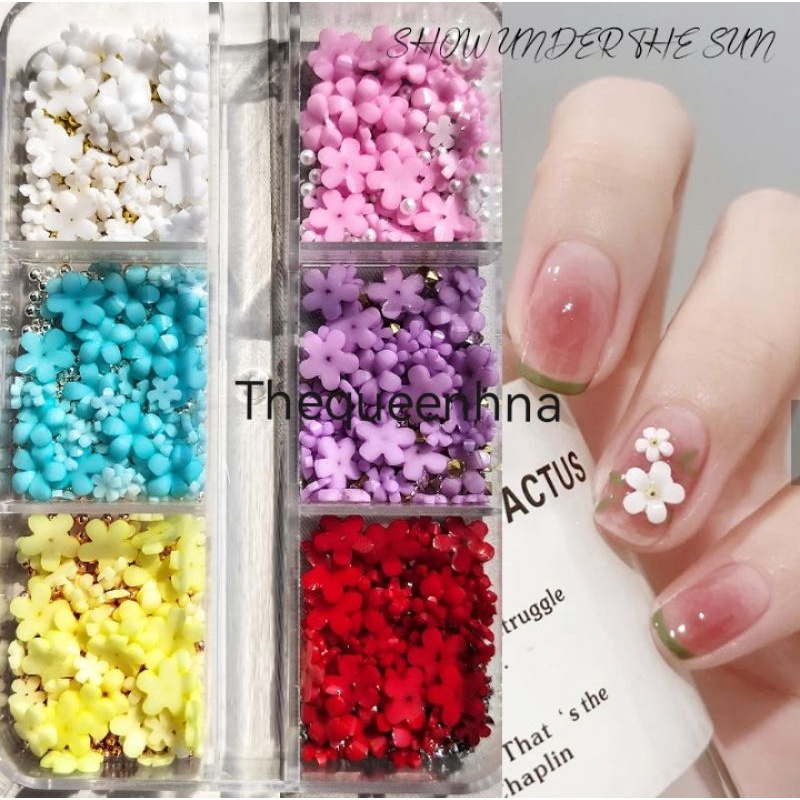 1 Set 6 Sekat Ornamen Dekorasi Bunga Hiasan Kuku Bahan Resin Nail Art Decoration Nail Art Resin Flower