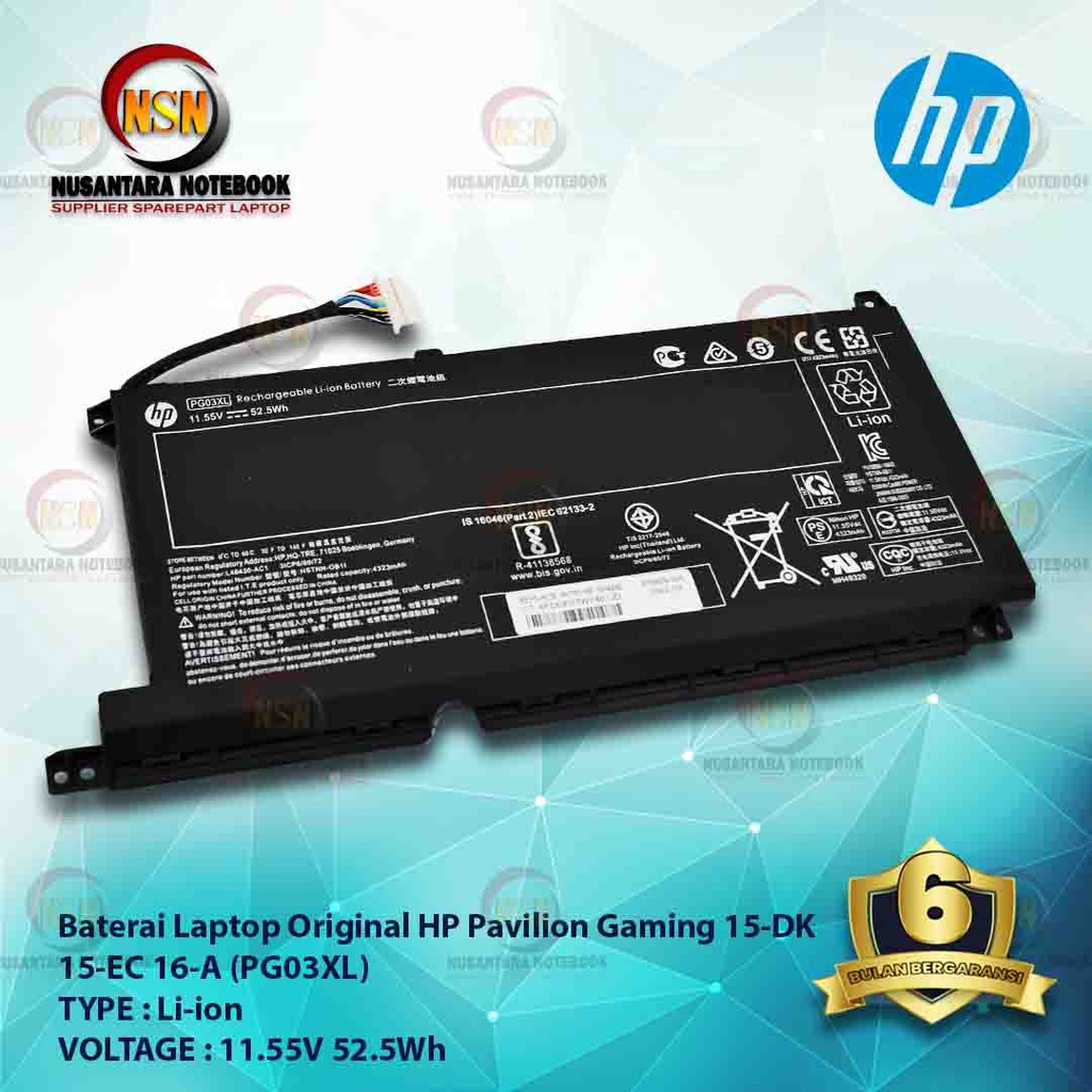 Baterai Original HP Pavilion Gaming 15-DK 15-EC 16-A 11.55V 52.5Wh