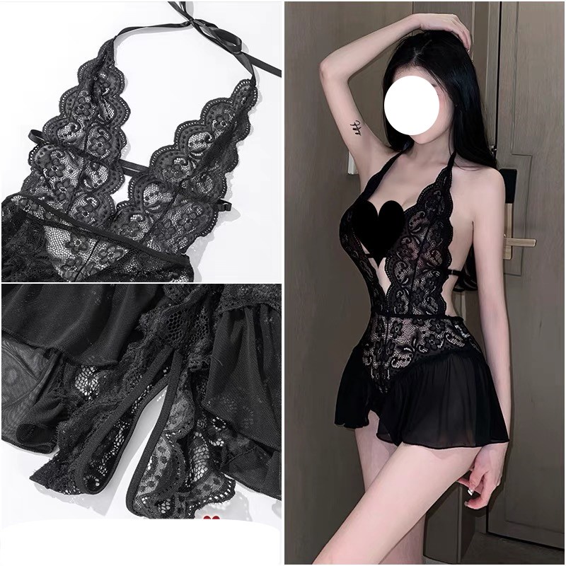 Sexy Lingerie Bodysuits Baju tidur Wanita Seksi Halter bodysuit Lingerie Renda A556-2