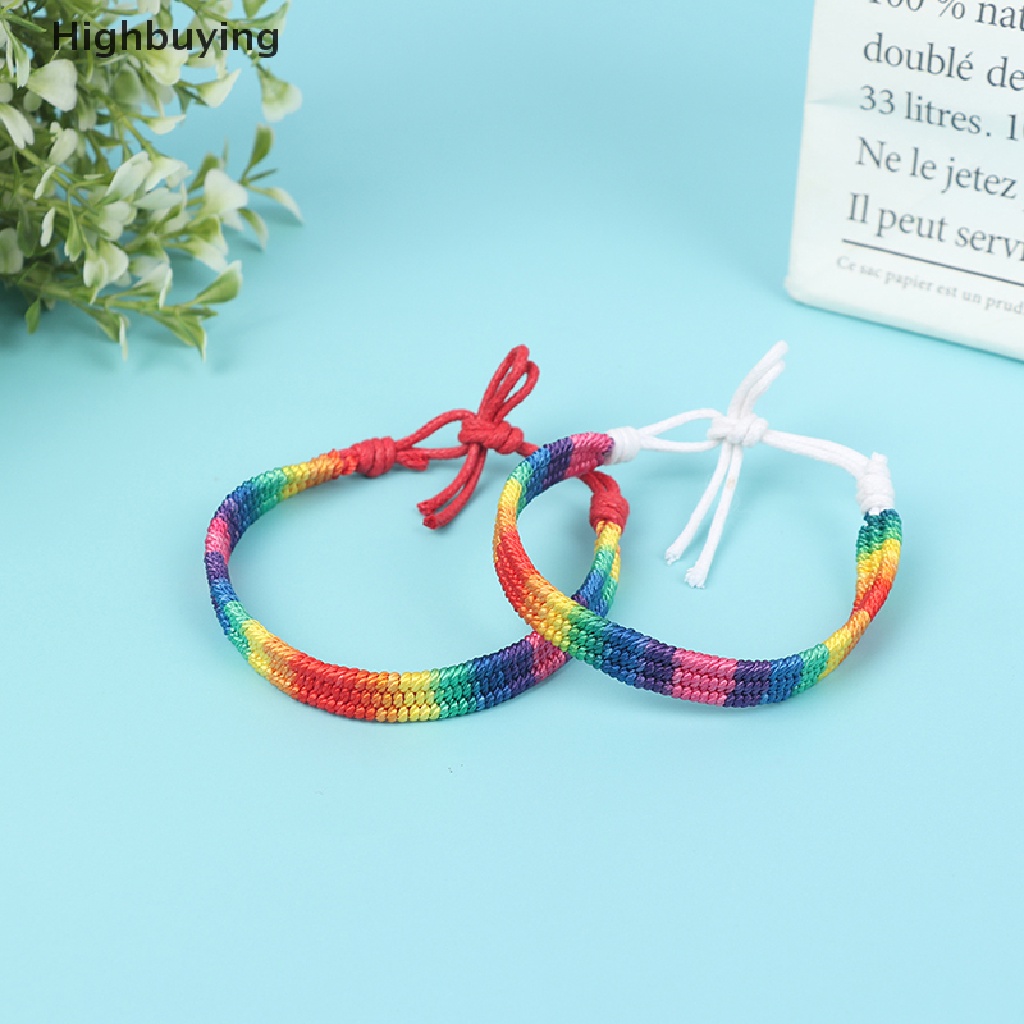 Hbid Charm LGBT Gelang Tali Hujan Untuk Pasangan Pride Gay Wanita Pria Handmade Anyaman Glory