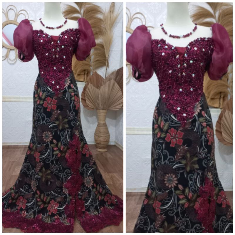 Ready stock kebaya batik lengan balon / baju wisuda / dress singer penyanyi sinden