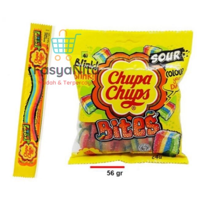 

Chupa Chups Sour / Belt Bites permen kenyal 3 warna