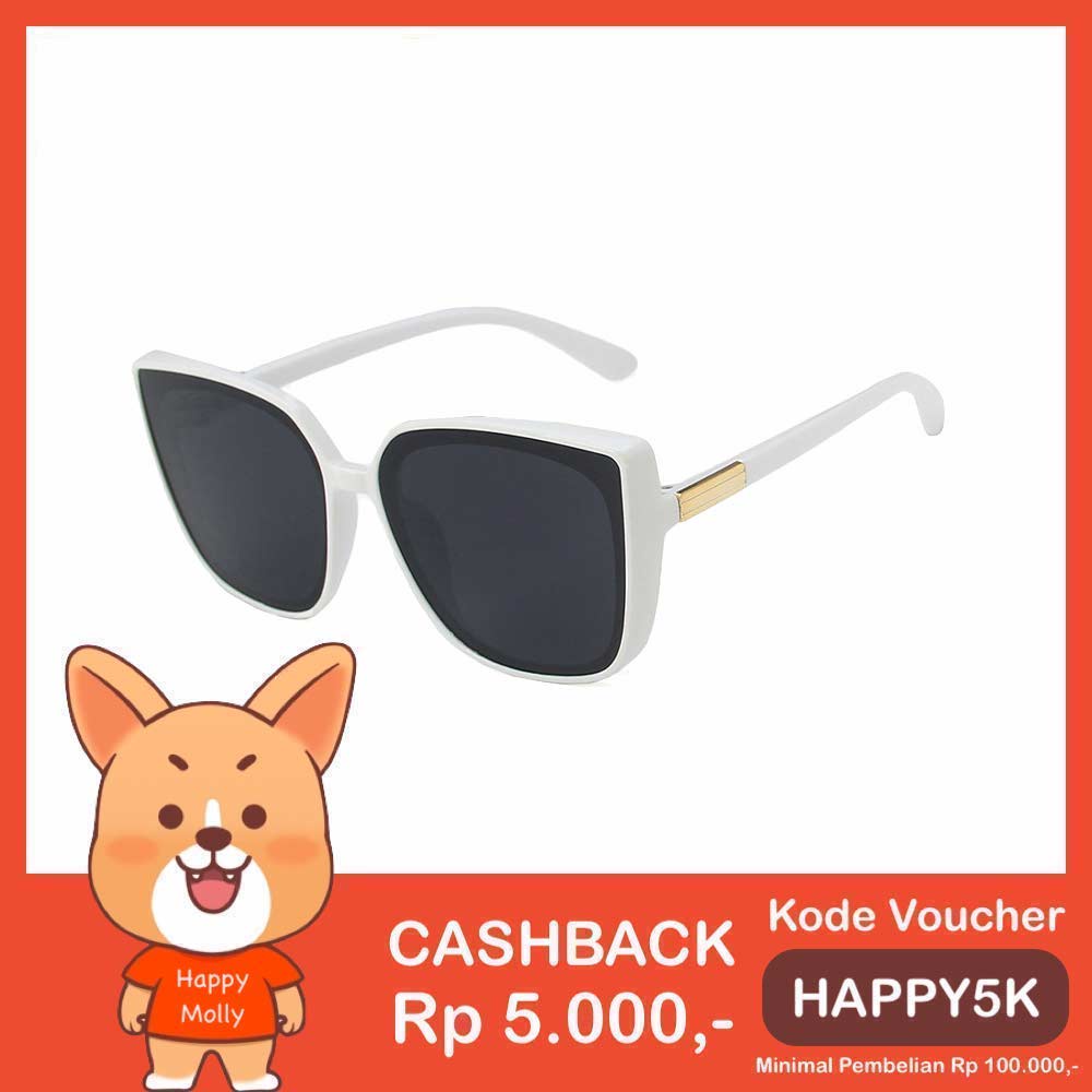 Kacamata UV400 [ Putih ] Anti Radiasi - Sunglasses Wanita Korea - HM8146