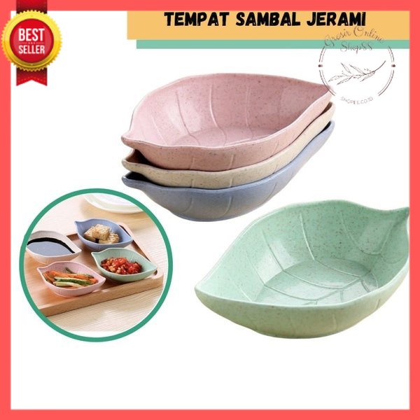 GOS -I306- Mangkuk Tempat Sambal Bentuk Daun - Wadah Sambal Saos - Souvenir Mangkuk Bahan Jerami