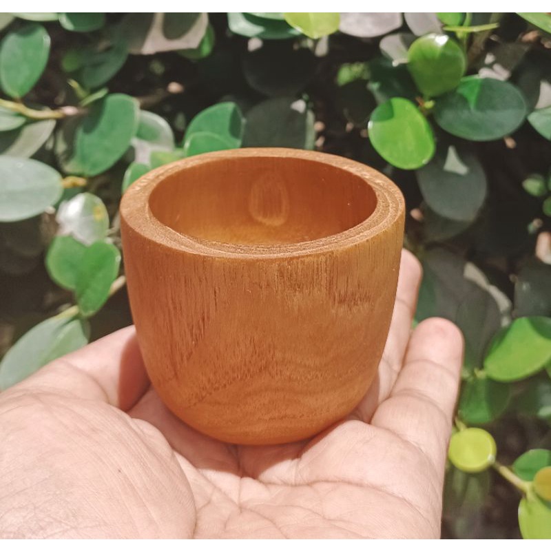 gelas oval mini /sloki 6x5cm kayu jati