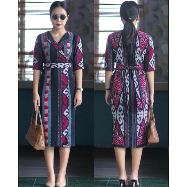 Dress tenun jepara baju tenun pesta tunik tenun tenun laris dtb162