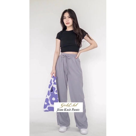 Kulot Knit Jisoo || Celana Murah Berkualitas || Kulot Knit Premium || Long Cullote Jisoo Pants || Korean Loose Pants Trousers Wanita || Loungewear || Celana Kulot Jumbo XXL XXXL Perempuan Murah Berkualitas